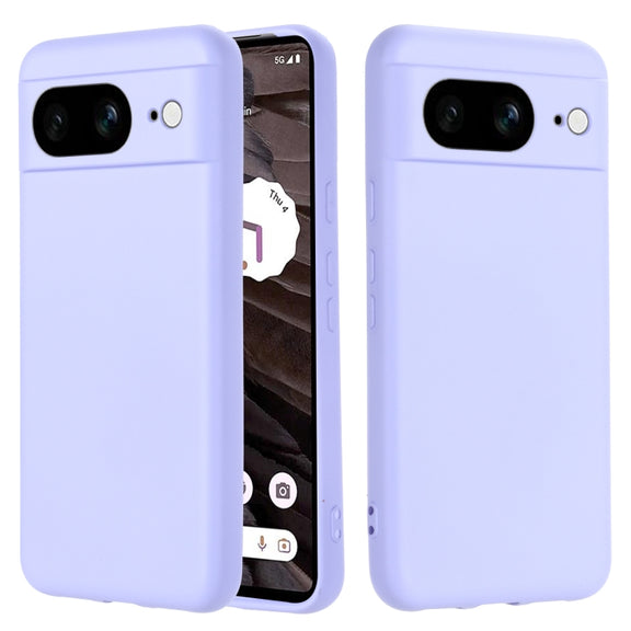 For Google Pixel 8 Pure Color Liquid Silicone Shockproof Phone Case(Purple)