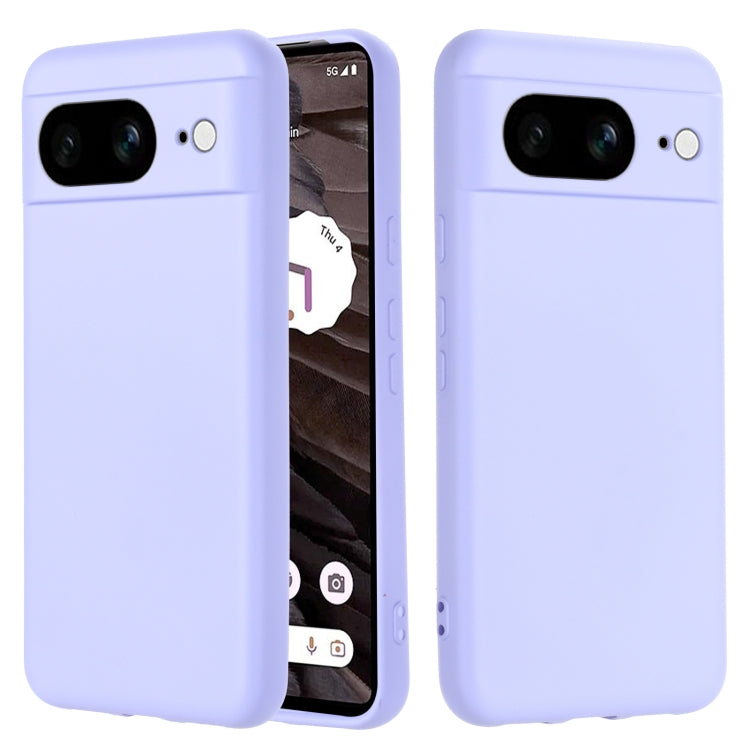 For Google Pixel 8 Pure Color Liquid Silicone Shockproof Phone Case(Purple)