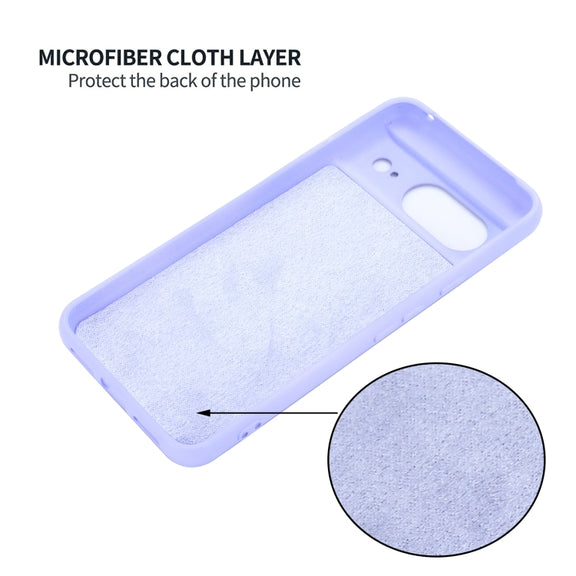 For Google Pixel 8 Pure Color Liquid Silicone Shockproof Phone Case(Purple)