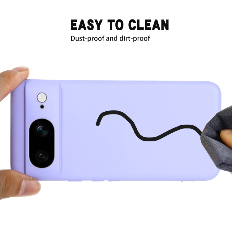 For Google Pixel 8 Pure Color Liquid Silicone Shockproof Phone Case(Purple)
