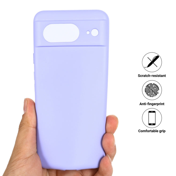 For Google Pixel 8 Pure Color Liquid Silicone Shockproof Phone Case(Purple)