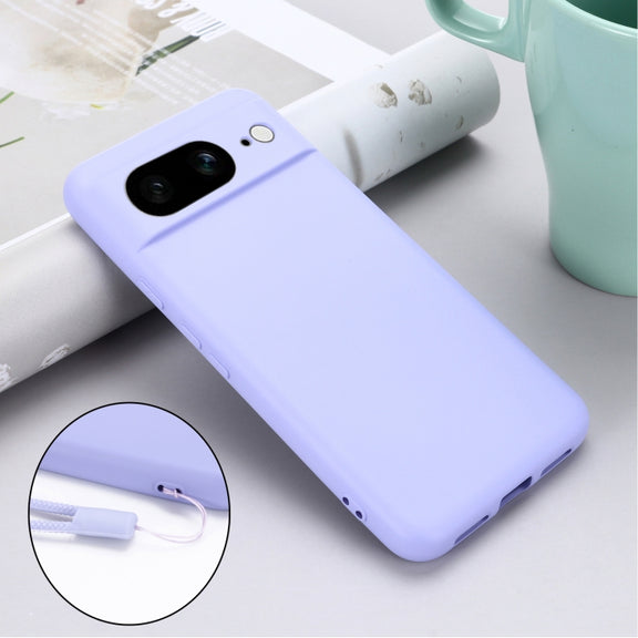 For Google Pixel 8 Pure Color Liquid Silicone Shockproof Phone Case(Purple)