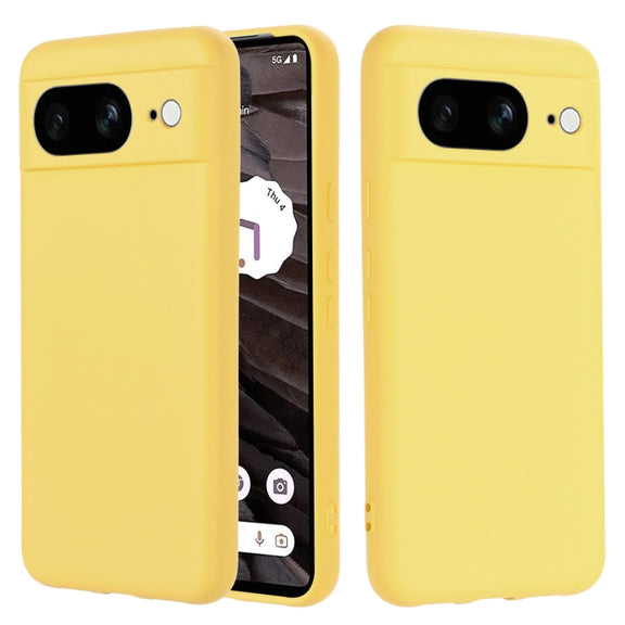 For Google Pixel 8 Pure Color Liquid Silicone Shockproof Phone Case(Yellow)