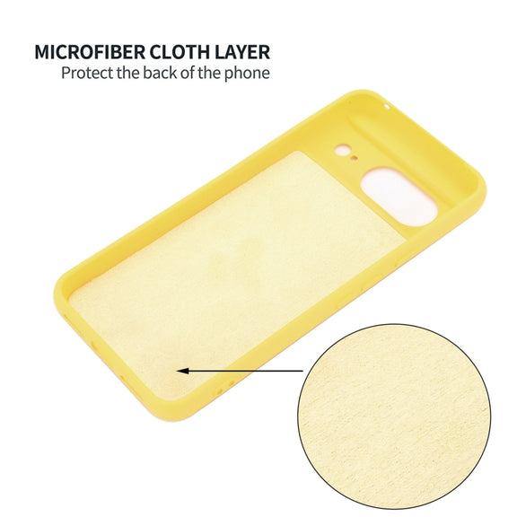 For Google Pixel 8 Pure Color Liquid Silicone Shockproof Phone Case(Yellow)