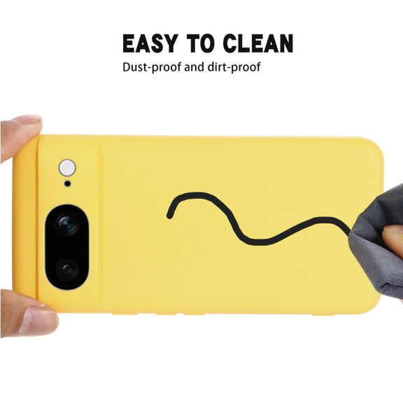 For Google Pixel 8 Pure Color Liquid Silicone Shockproof Phone Case(Yellow)
