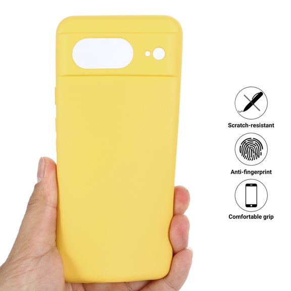 For Google Pixel 8 Pure Color Liquid Silicone Shockproof Phone Case(Yellow)