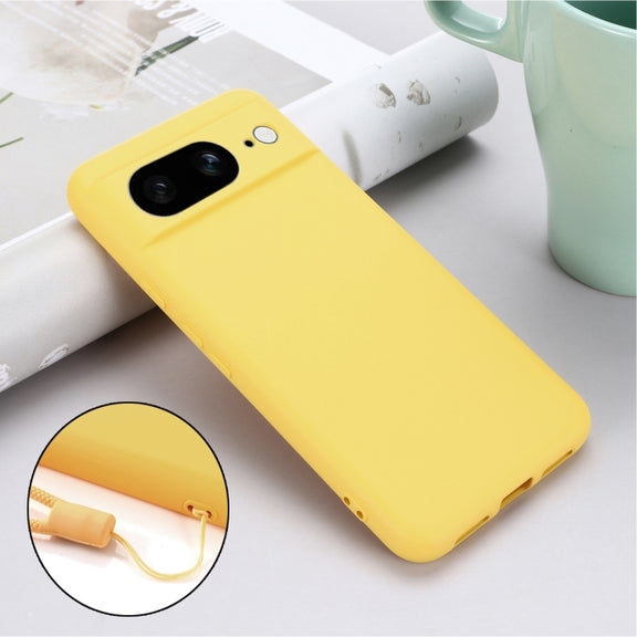 For Google Pixel 8 Pure Color Liquid Silicone Shockproof Phone Case(Yellow)