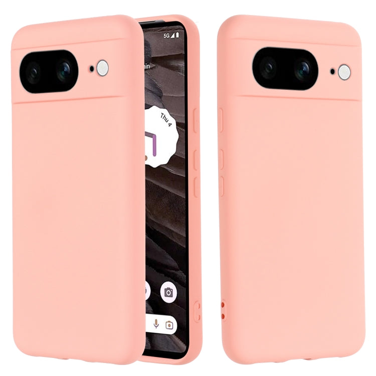 For Google Pixel 8 Pure Color Liquid Silicone Shockproof Phone Case(Pink)