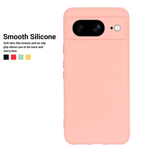 For Google Pixel 8 Pure Color Liquid Silicone Shockproof Phone Case(Pink)