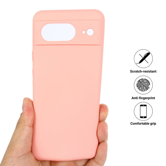 For Google Pixel 8 Pure Color Liquid Silicone Shockproof Phone Case(Pink)