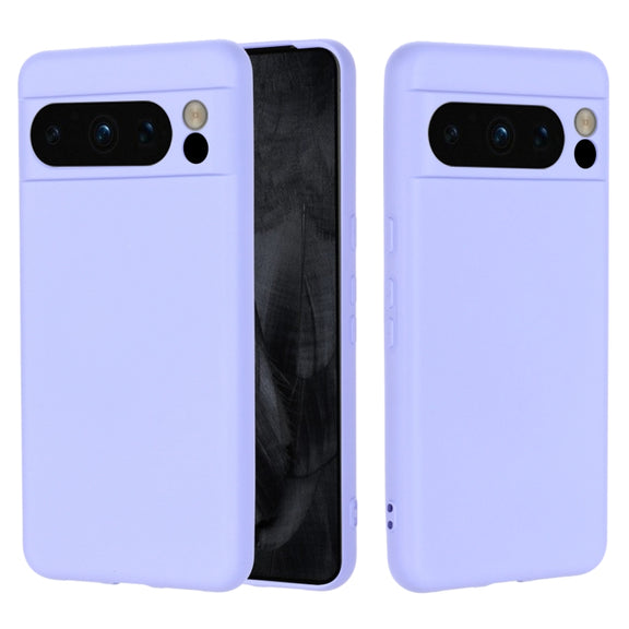 For Google Pixel 8 Pro Pure Color Liquid Silicone Shockproof Phone Case(Purple)
