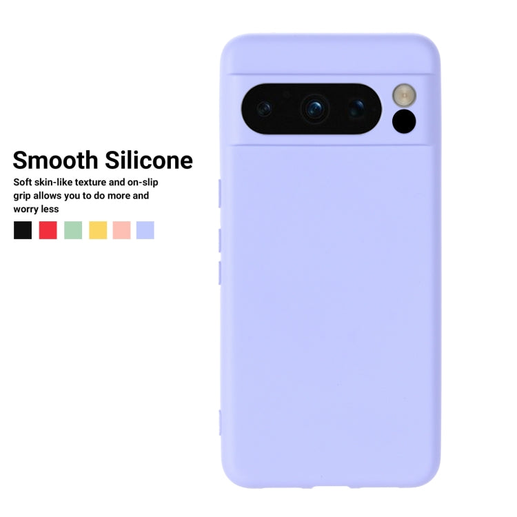 For Google Pixel 8 Pro Pure Color Liquid Silicone Shockproof Phone Case(Purple)