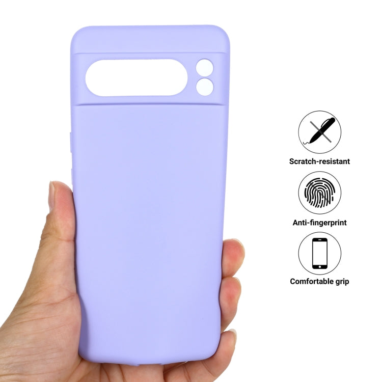 For Google Pixel 8 Pro Pure Color Liquid Silicone Shockproof Phone Case(Purple)
