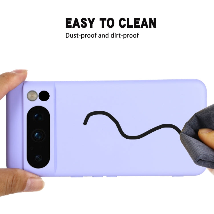 For Google Pixel 8 Pro Pure Color Liquid Silicone Shockproof Phone Case(Purple)