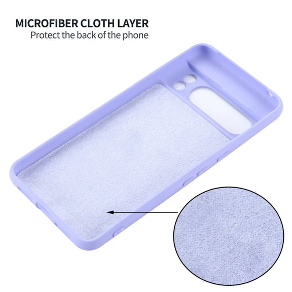 For Google Pixel 8 Pro Pure Color Liquid Silicone Shockproof Phone Case(Purple)