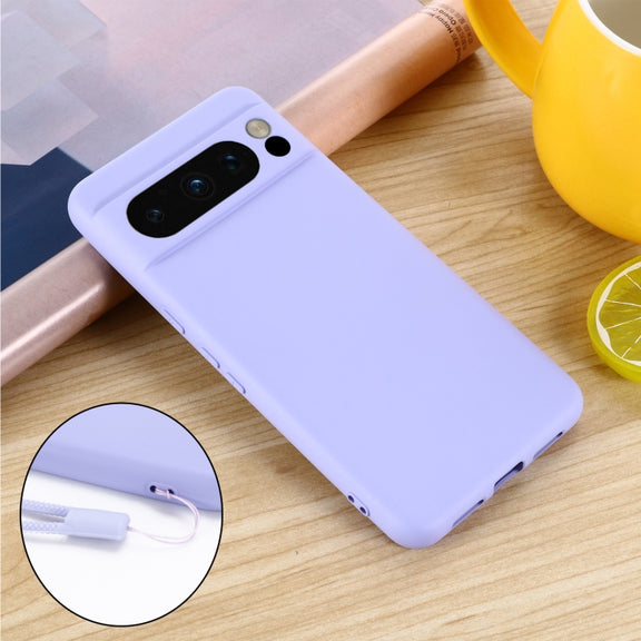 For Google Pixel 8 Pro Pure Color Liquid Silicone Shockproof Phone Case(Purple)