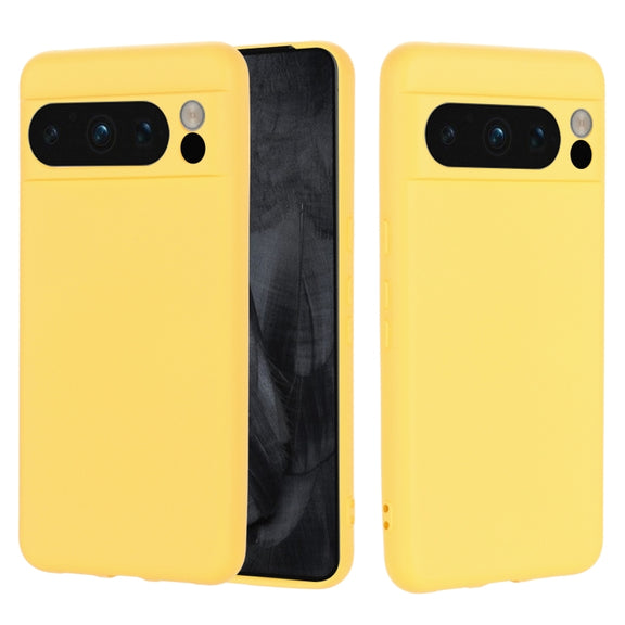 For Google Pixel 8 Pro Pure Color Liquid Silicone Shockproof Phone Case(Yellow)