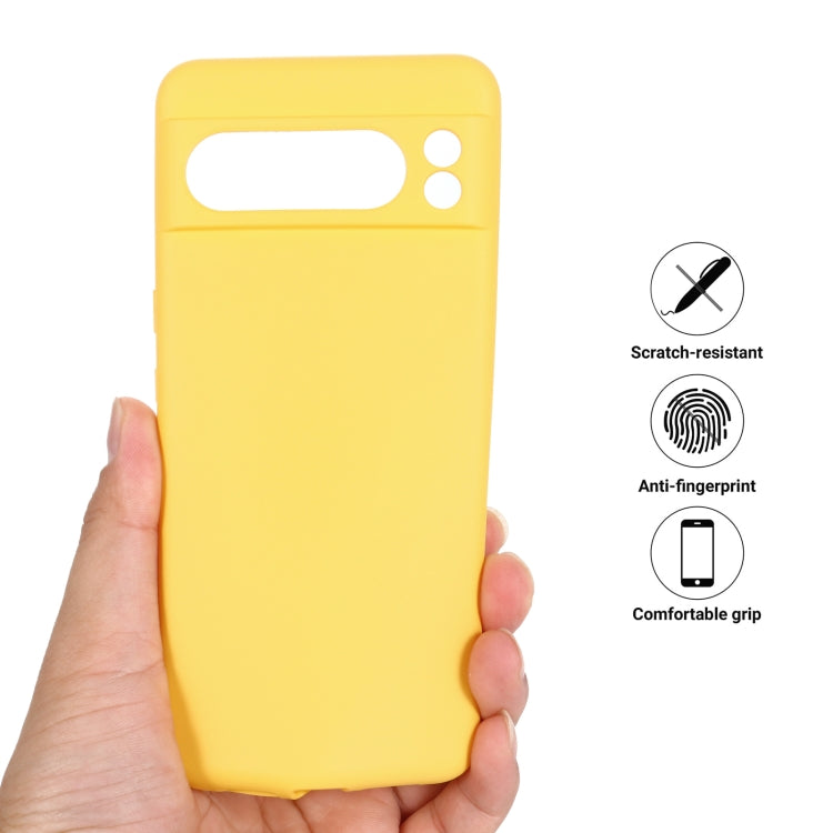 For Google Pixel 8 Pro Pure Color Liquid Silicone Shockproof Phone Case(Yellow)