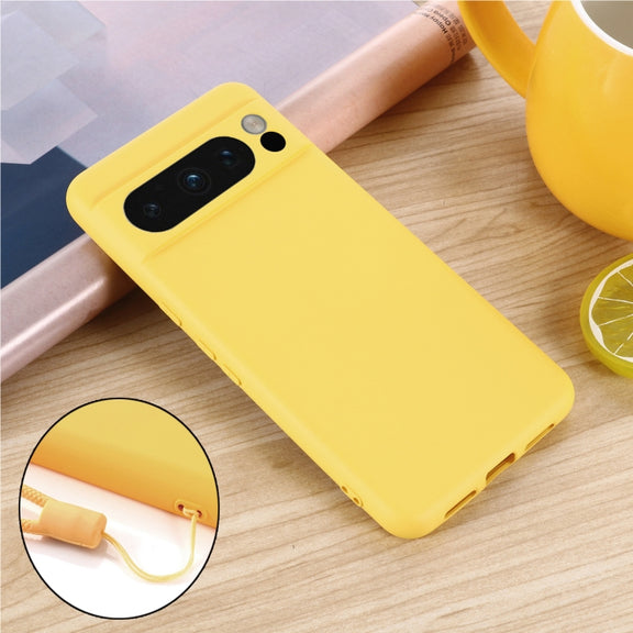 For Google Pixel 8 Pro Pure Color Liquid Silicone Shockproof Phone Case(Yellow)