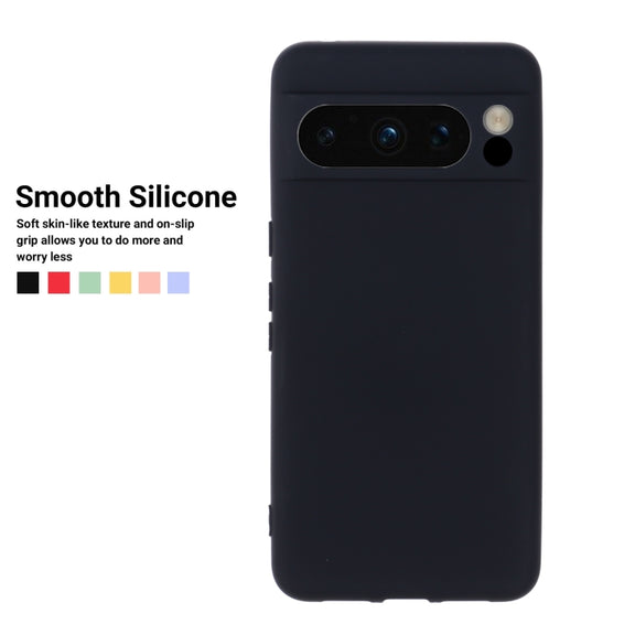 For Google Pixel 8 Pro Pure Color Liquid Silicone Shockproof Phone Case(Black)