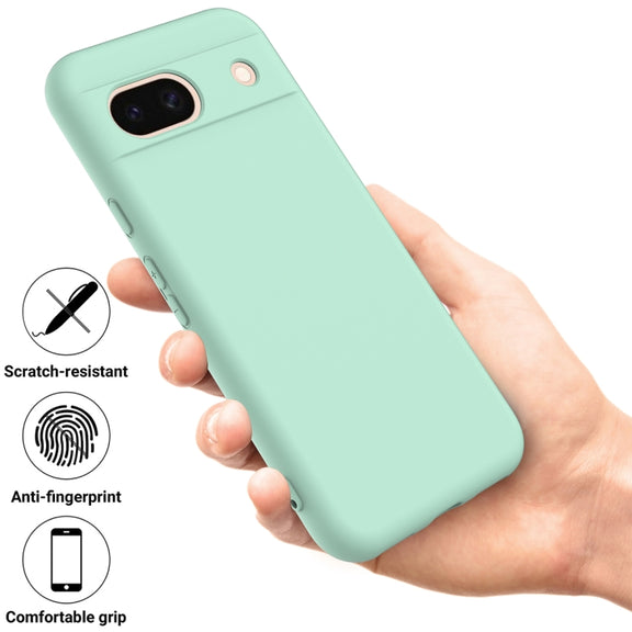 For Google Pixel 8a Pure Color Liquid Silicone Shockproof Phone Case(Green)