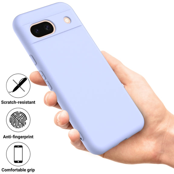 For Google Pixel 8a Pure Color Liquid Silicone Shockproof Phone Case(Purple)