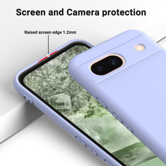 For Google Pixel 8a Pure Color Liquid Silicone Shockproof Phone Case(Purple)