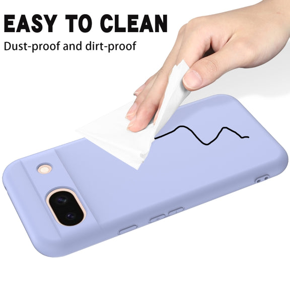 For Google Pixel 8a Pure Color Liquid Silicone Shockproof Phone Case(Purple)