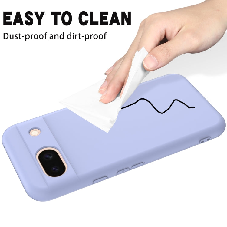 For Google Pixel 8a Pure Color Liquid Silicone Shockproof Phone Case(Purple)