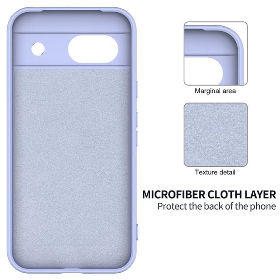 For Google Pixel 8a Pure Color Liquid Silicone Shockproof Phone Case(Purple)