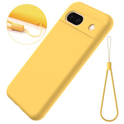 For Google Pixel 8a Pure Color Liquid Silicone Shockproof Phone Case(Yellow)
