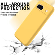 For Google Pixel 8a Pure Color Liquid Silicone Shockproof Phone Case(Yellow)