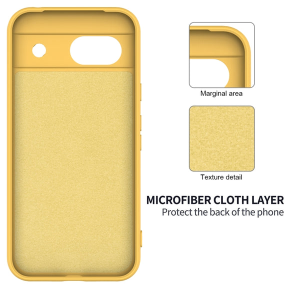 For Google Pixel 8a Pure Color Liquid Silicone Shockproof Phone Case(Yellow)