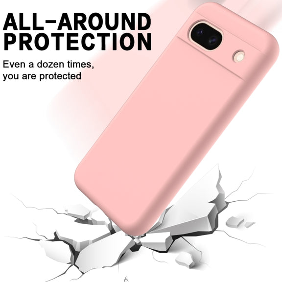 For Google Pixel 8a Pure Color Liquid Silicone Shockproof Phone Case(Pink)