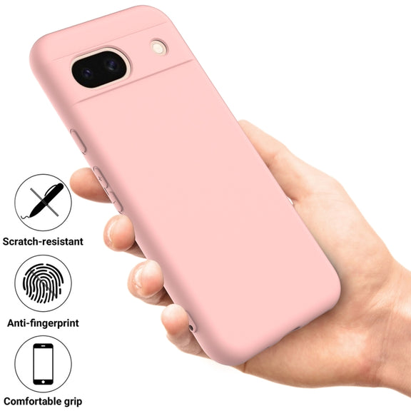 For Google Pixel 8a Pure Color Liquid Silicone Shockproof Phone Case(Pink)