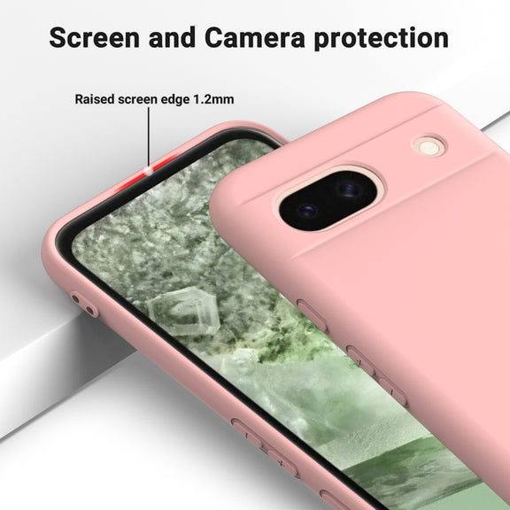 For Google Pixel 8a Pure Color Liquid Silicone Shockproof Phone Case(Pink)