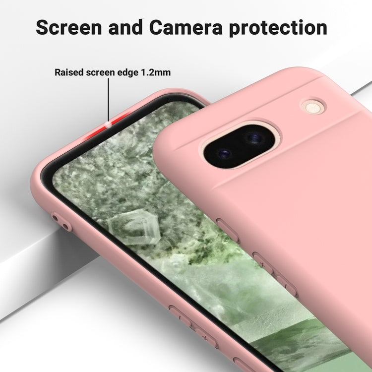 For Google Pixel 8a Pure Color Liquid Silicone Shockproof Phone Case(Pink)