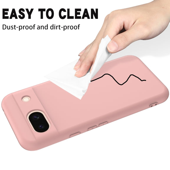 For Google Pixel 8a Pure Color Liquid Silicone Shockproof Phone Case(Pink)