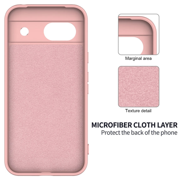 For Google Pixel 8a Pure Color Liquid Silicone Shockproof Phone Case(Pink)