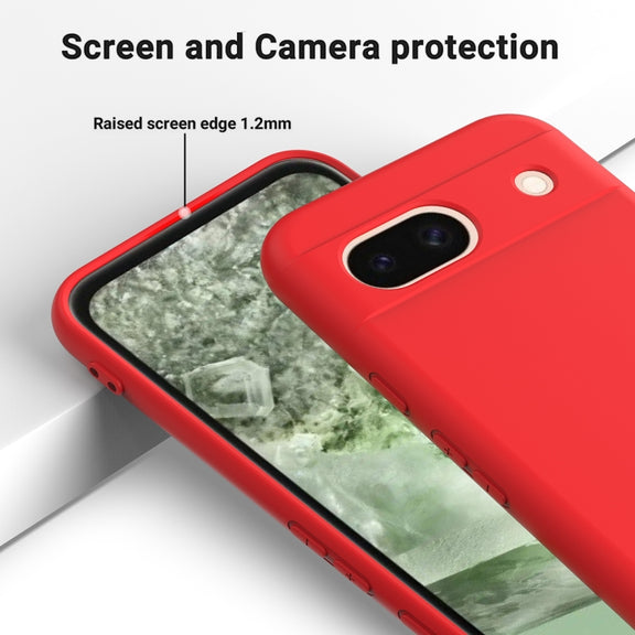 For Google Pixel 8a Pure Color Liquid Silicone Shockproof Phone Case(Red)