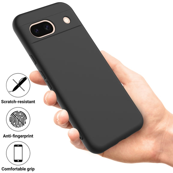 For Google Pixel 8a Pure Color Liquid Silicone Shockproof Phone Case(Black)