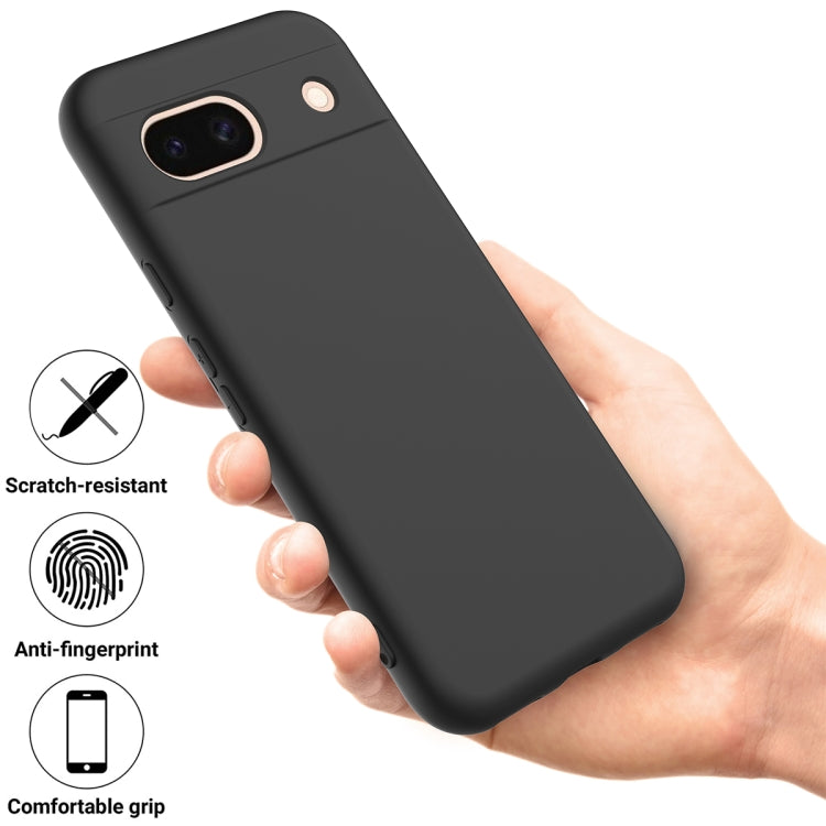 For Google Pixel 8a Pure Color Liquid Silicone Shockproof Phone Case(Black)