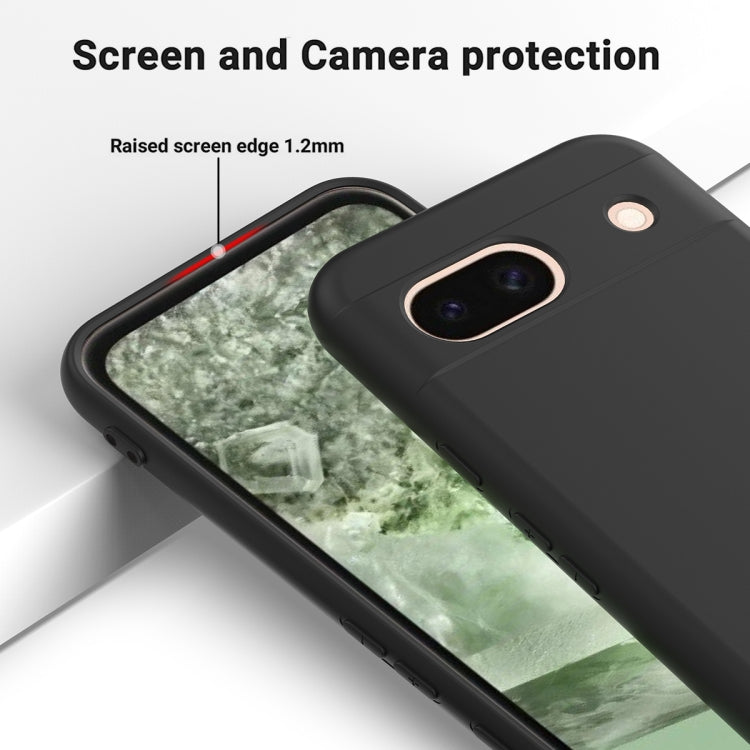 For Google Pixel 8a Pure Color Liquid Silicone Shockproof Phone Case(Black)