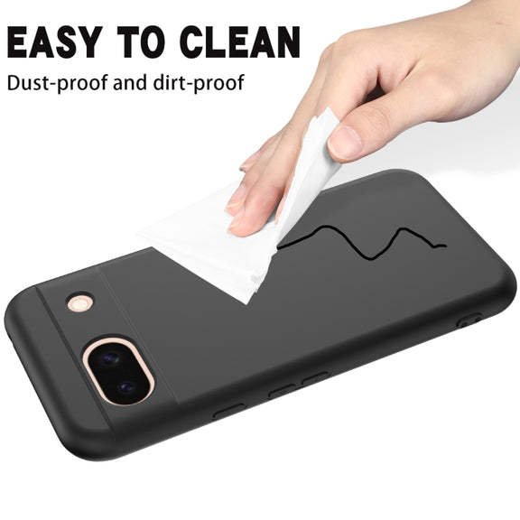 For Google Pixel 8a Pure Color Liquid Silicone Shockproof Phone Case(Black)