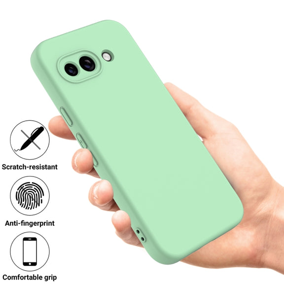 For Google Pixel 9a Pure Color Liquid Silicone Shockproof Phone Case(Green)