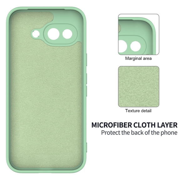 For Google Pixel 9a Pure Color Liquid Silicone Shockproof Phone Case(Green)