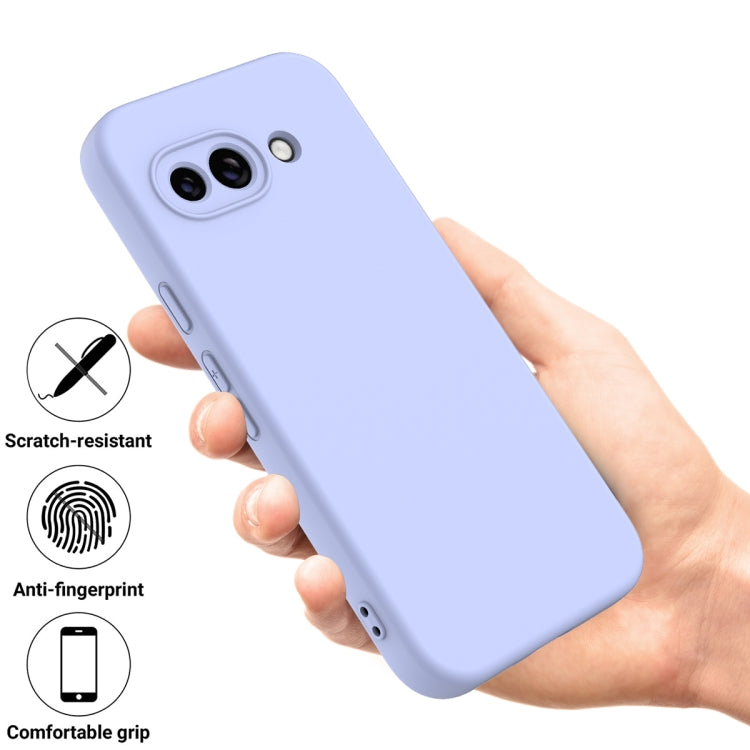 For Google Pixel 9a Pure Color Liquid Silicone Shockproof Phone Case(Purple)