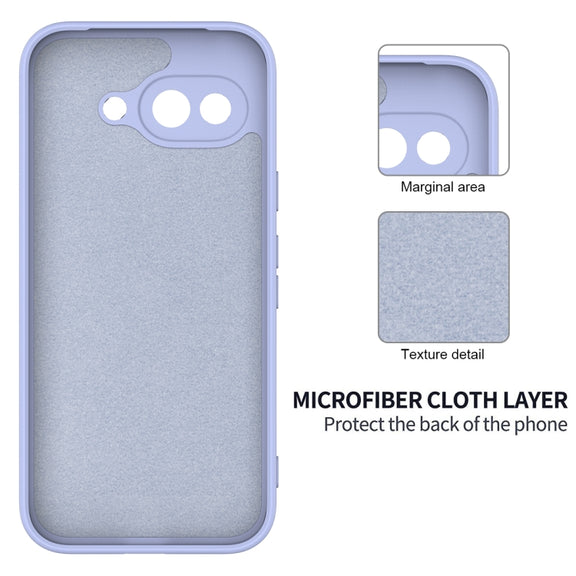 For Google Pixel 9a Pure Color Liquid Silicone Shockproof Phone Case(Purple)