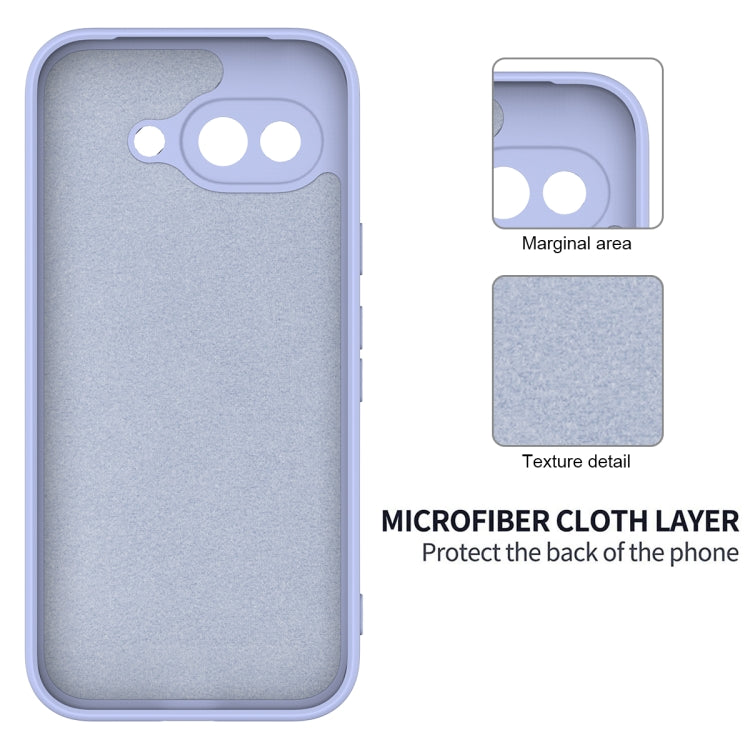For Google Pixel 9a Pure Color Liquid Silicone Shockproof Phone Case(Purple)