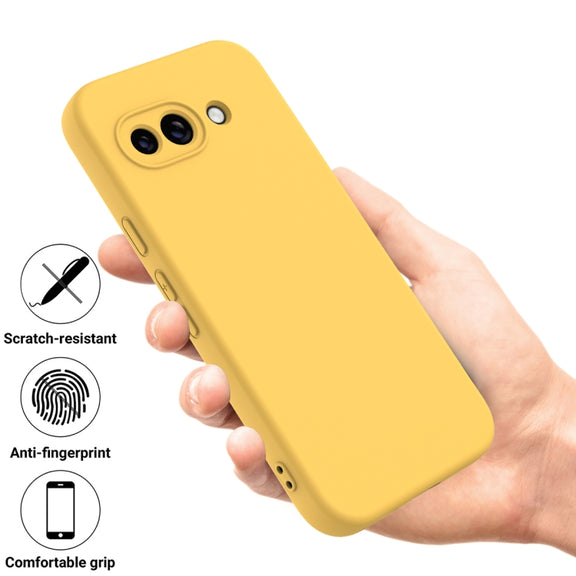For Google Pixel 9a Pure Color Liquid Silicone Shockproof Phone Case(Yellow)